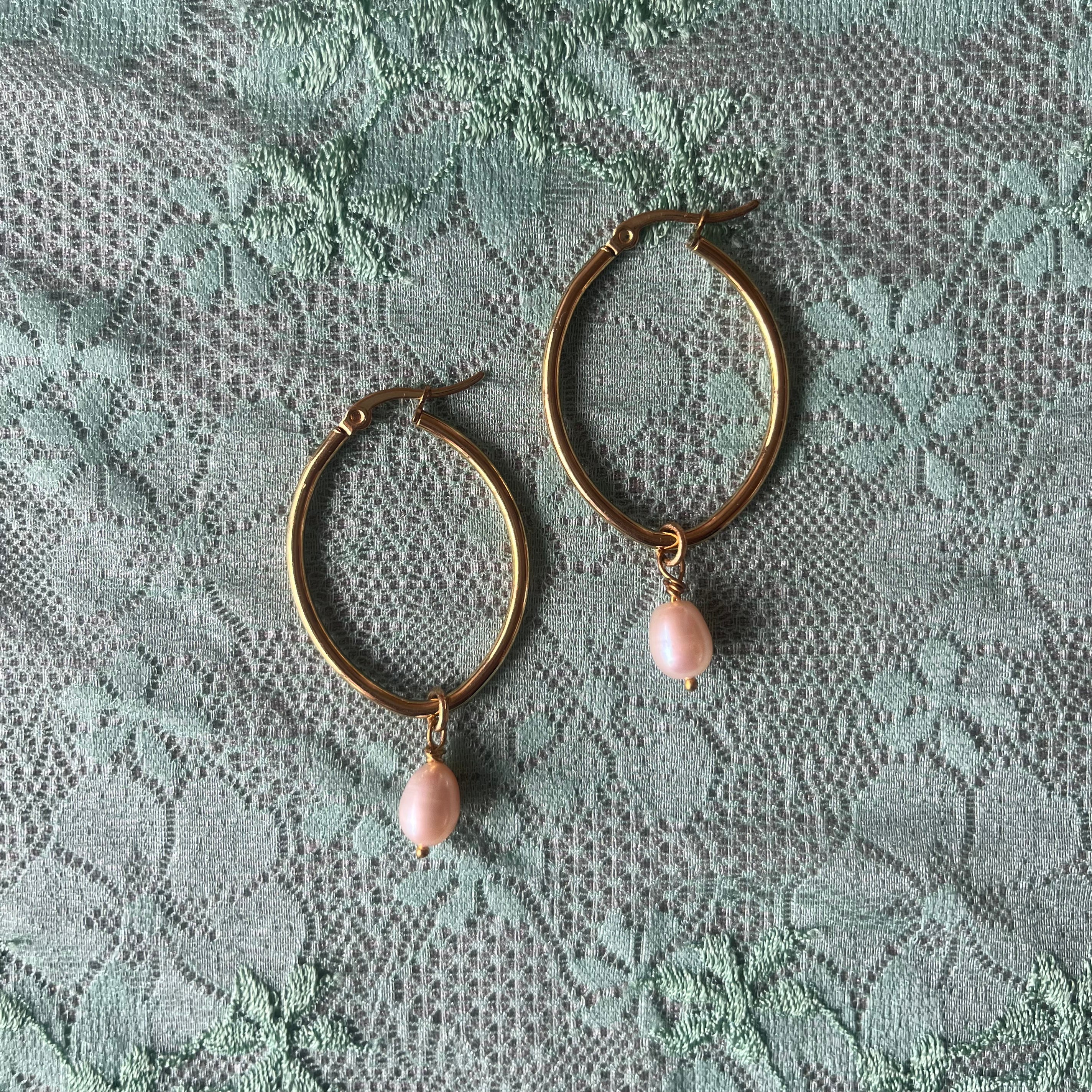 Pearl hoop earrings
