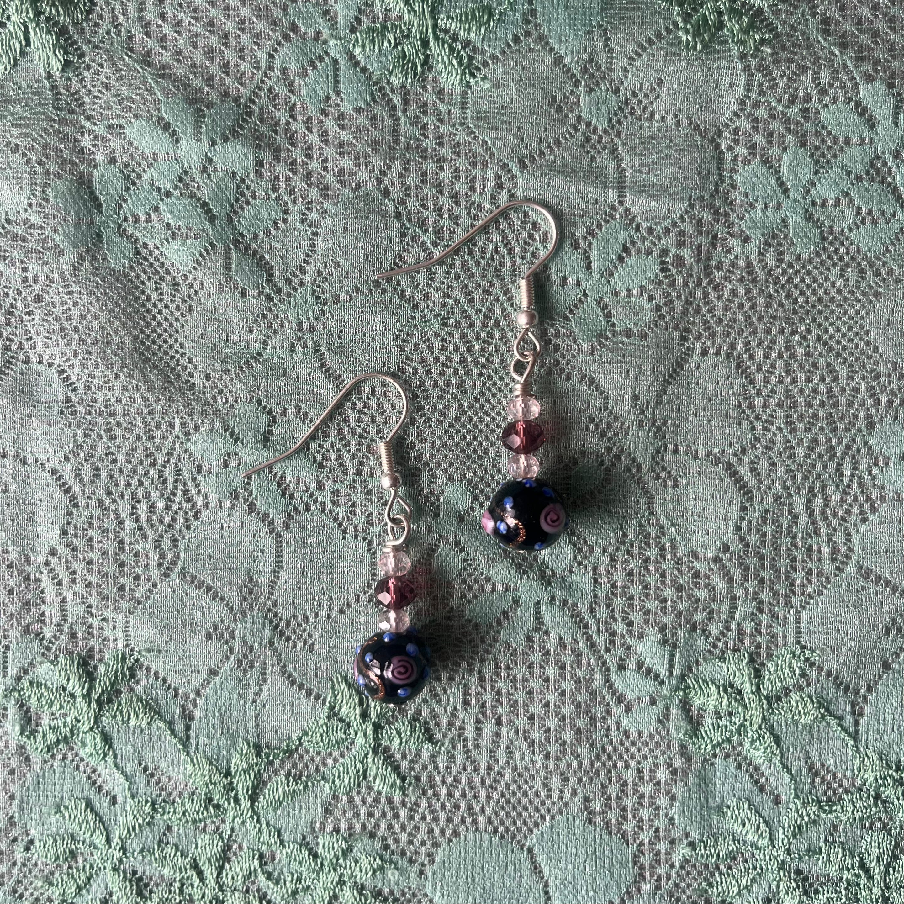 Dark rose drop earrings